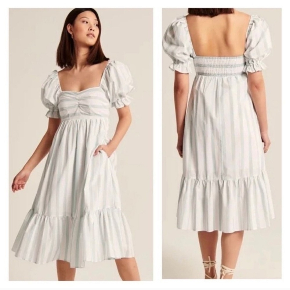 NWOT Puff Sleeve Poplin Midi Dress